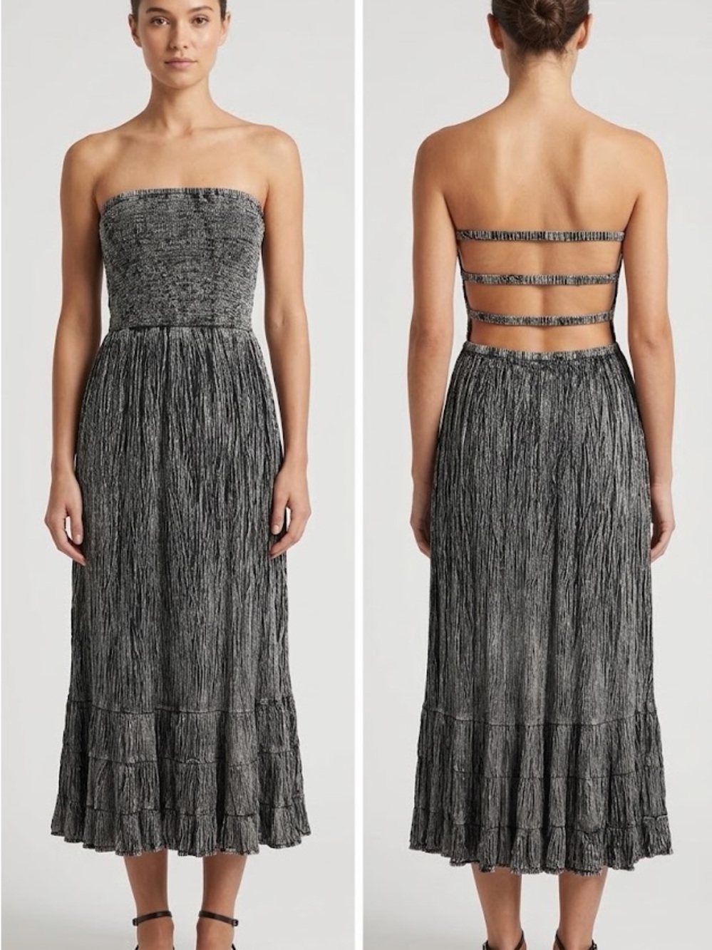 EARTHBOUND - NWOT Strapless Black and Gray Textured Dress